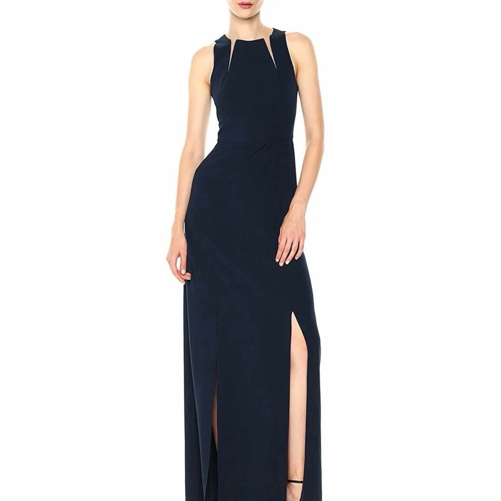 Halston Heritage Navy Sleeveless Maxi Dress